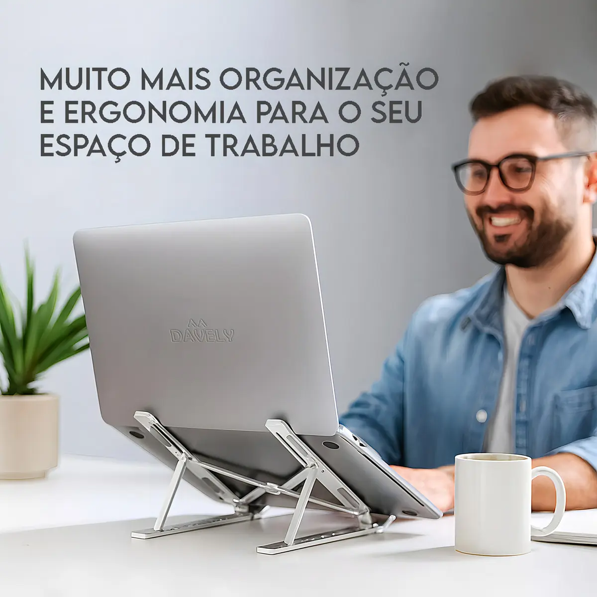 Base Suporte Para PC Notebook Alumínio Portátil Articulado Dobrável Tablet Laptop Mesa Davely Cor Prateado