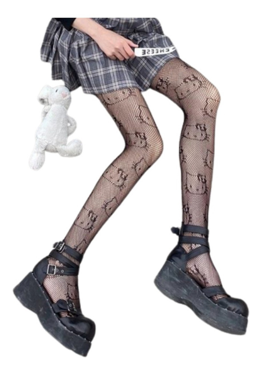 Medias Hello Kitty Pantimedias Mallas Negras Gatita Unitalla Meses