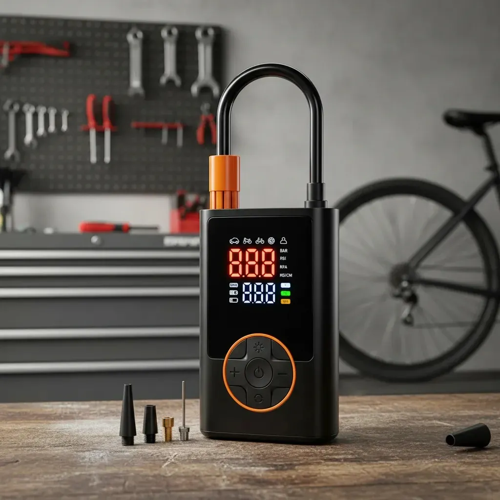 Mini Compressor Portátil Car Air Pump Digital Com Visor Para Carro Moto Bike Calibrador De Pneu — foto 3