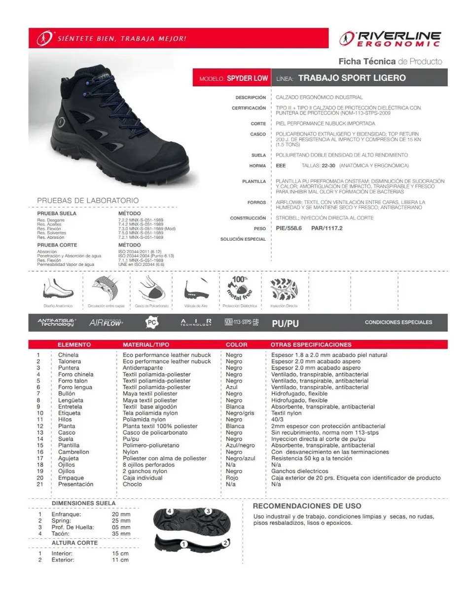 Calzado De Seguridad Riverline Spog2 Spyder Low Choclo | Envío gratis