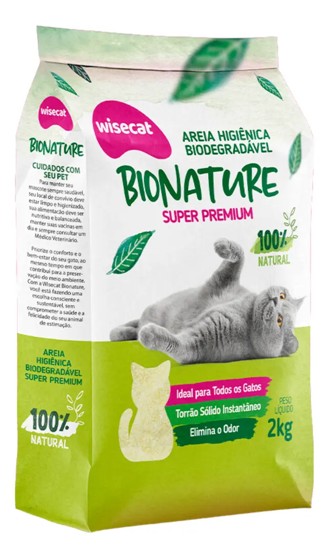 Areia Para Gatos Higiênica Biodegradável Bionature 2kg