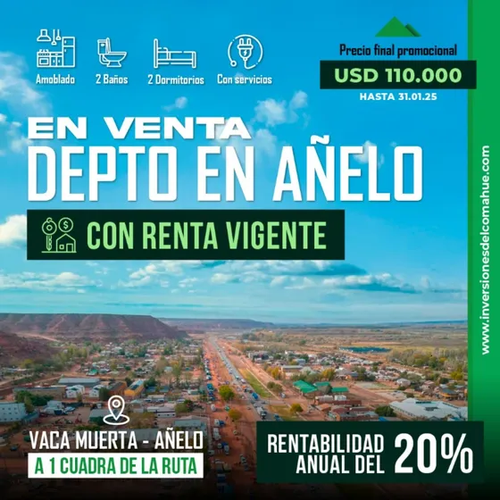 Departamentos En Venta, Oportunidad De Inversion En Añelo! A Estrenar Y Totalmente Equipado Para 4 Personas. 