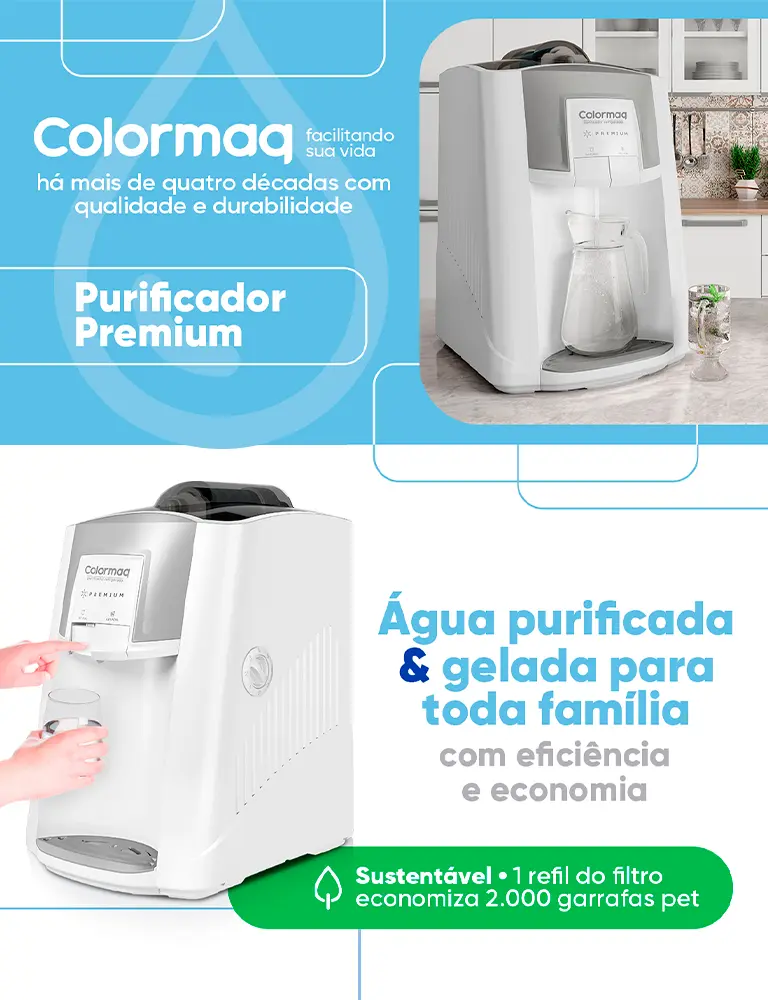 Purificador de Água Colormaq Premium Compressor Cor Branco Purpr - Imagem 2