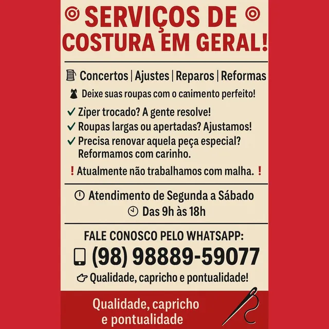 Costureira Profissional ,ajustes, Reparos, Reformas