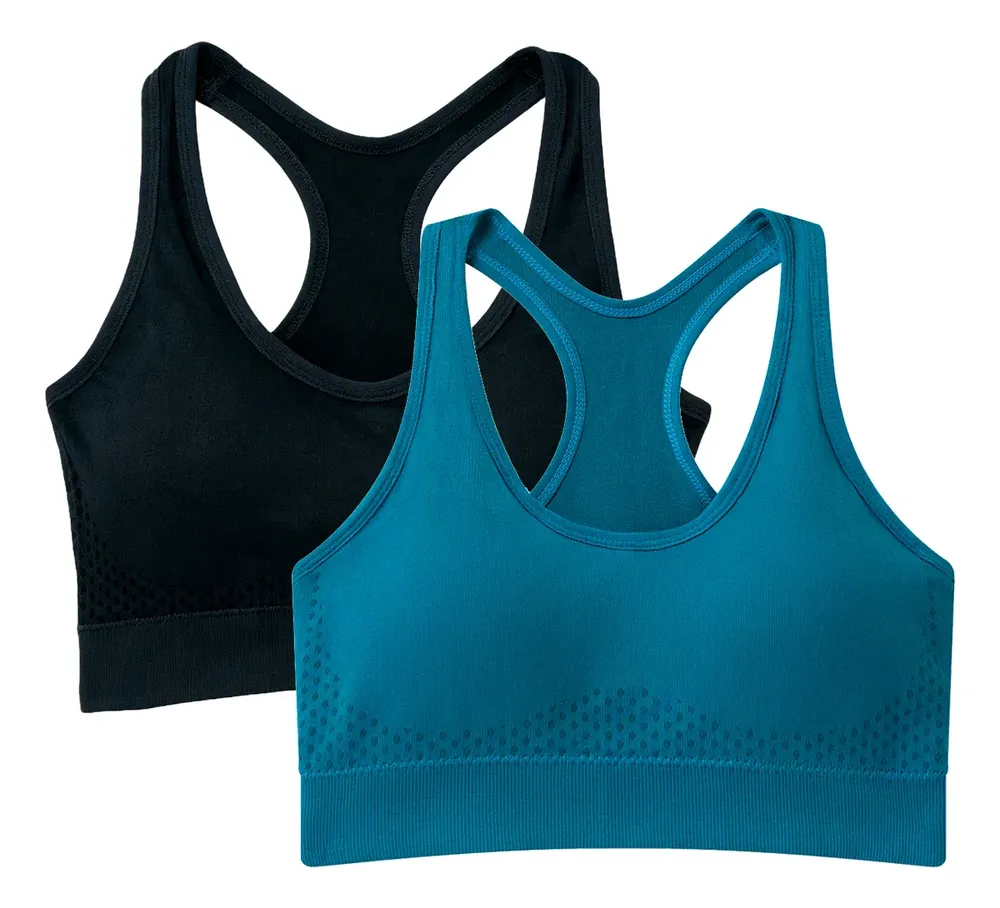Kit 2 Top Nadador Fitness Com Bojo Costura Reforçada Fitness Preto-ciano Gg