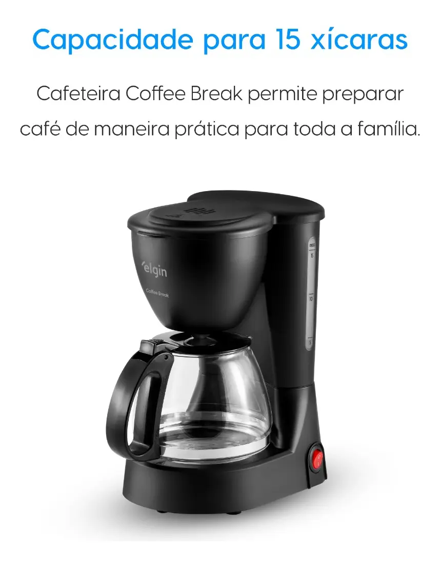 Cafeteira Elétrica 15 Xícaras Elgin Coffee Break Preta - Imagem 2