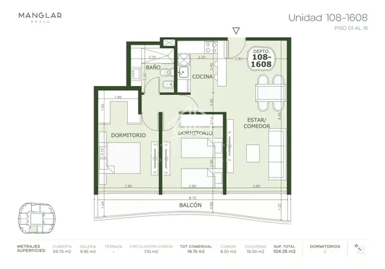Venta Apartamento Dos Dormitorios Punta Del Este Edificio Manglar Brava