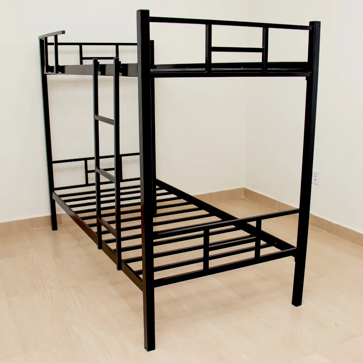 Cama Beliche Solteiro Militar Com Escada Aço Ferro Reforçado Metalon 150kg - Imagem 2