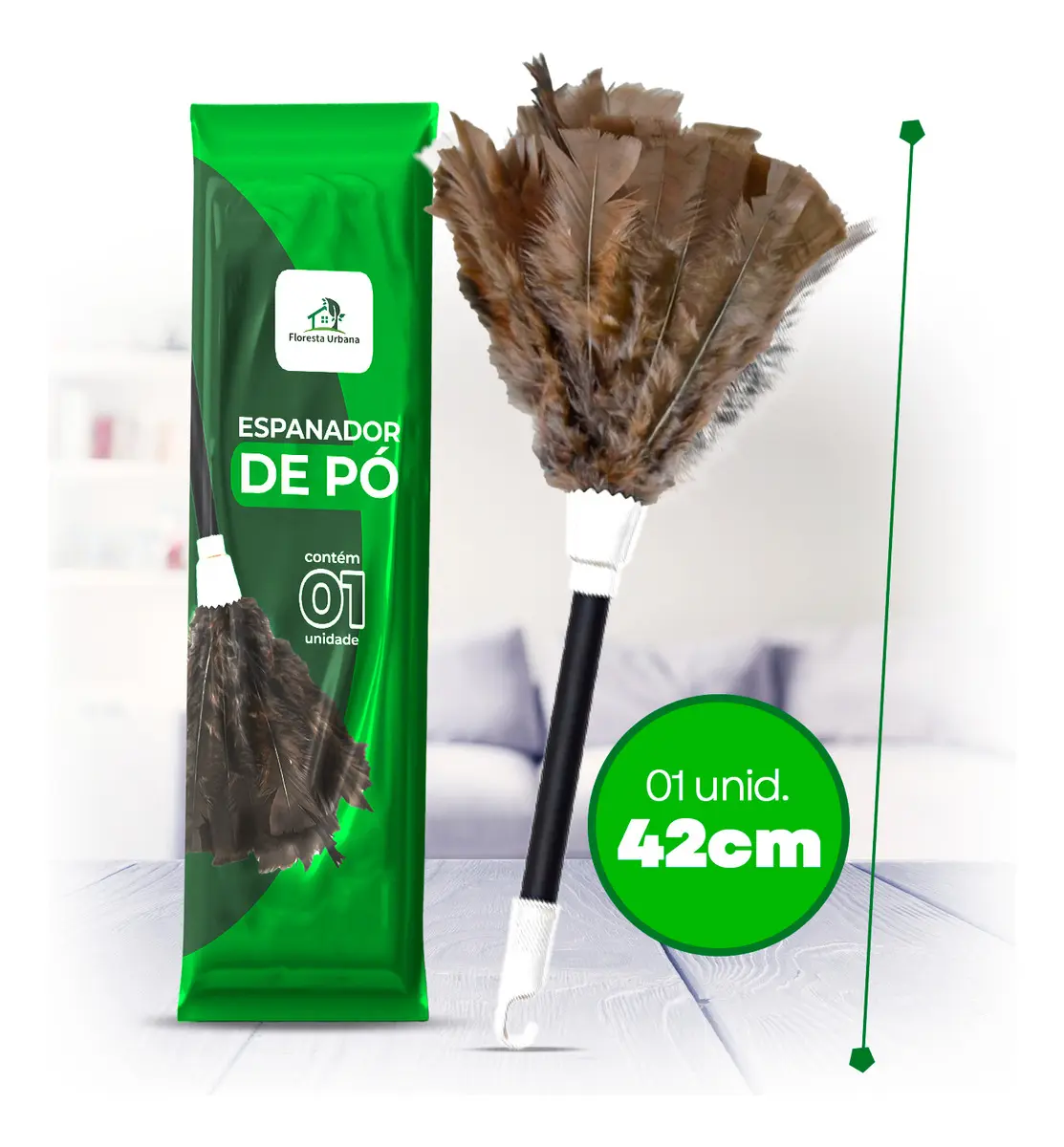 Espanador de pó com pena de peru