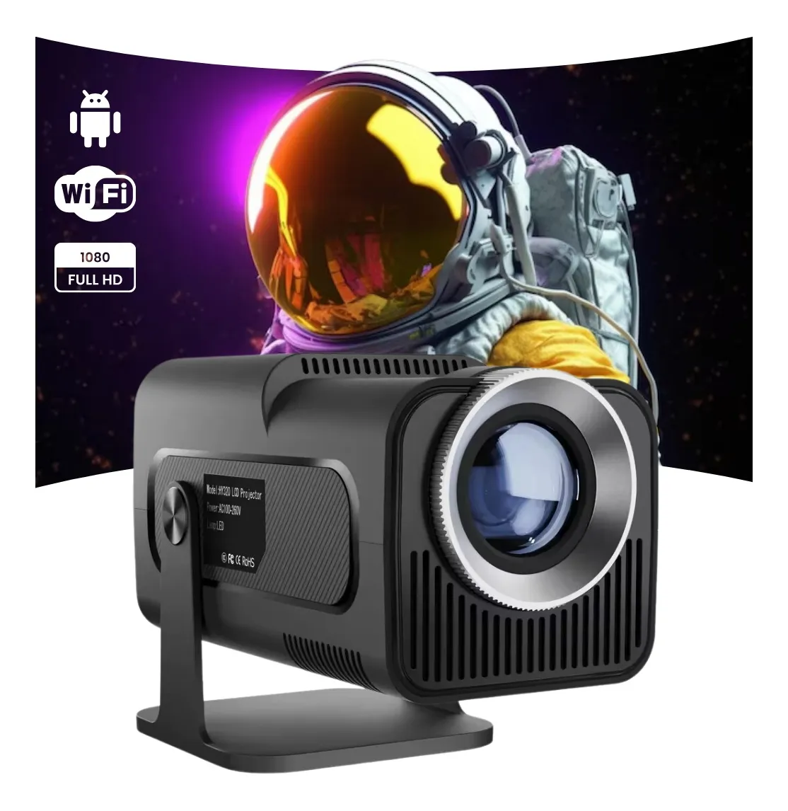 Projetor Hy320 Wifi 4k New 2025 Hy320 Smart Tv Mini Cpuh713 Wifi6 4k 390ansi Android Cor Preto 390 Ansi 11.0 Pop Imports