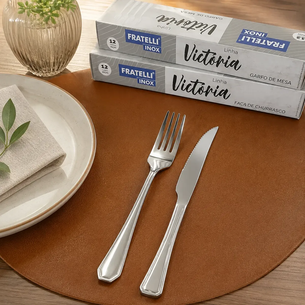 Kit 24 Talheres Inox Garfo E Faca P/ Restaurantes Buffet Bar