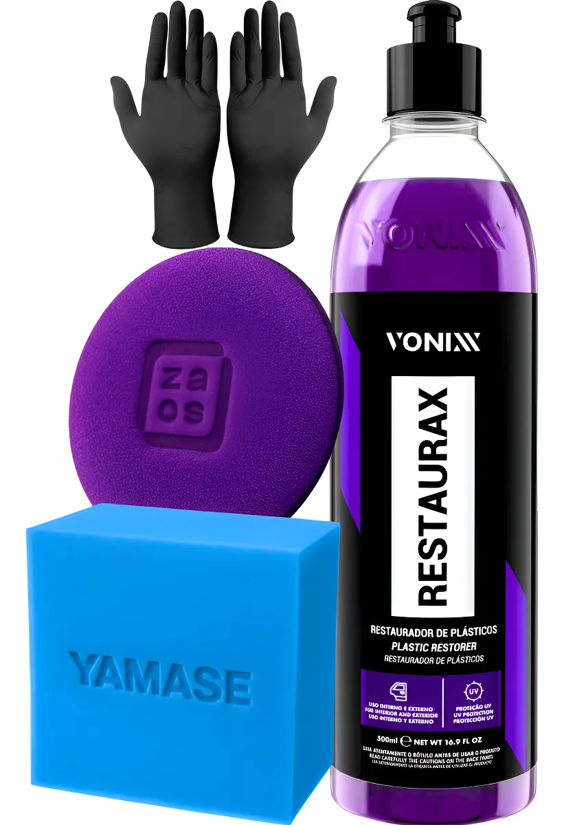 Restaurax Restaurador De Plásticos Vonixx Aplicador Luvas Preto