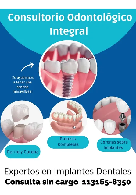 Consultorio Odontológico, Implantes Dentales, Perno Y Corona