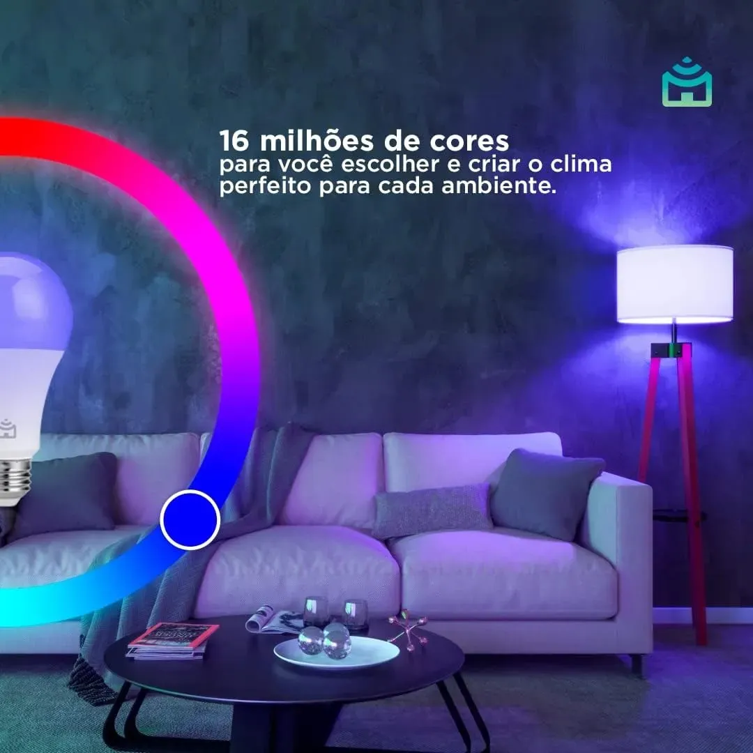 Kit 3 Lâmpadas Smart Wi-Fi Positivo Casa Inteligente 9W Bivolt, Compatível com Alexa e Google Assistente, Controle por App e Voz, RGB - Imagem 3