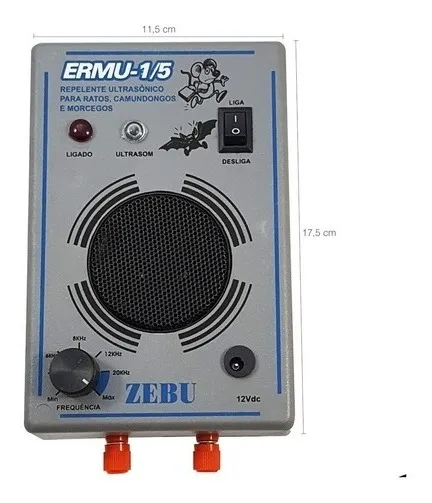 Aparelho Sonoro Contra Morcegos Ratos 150m² Ermu 1/5 Zebu Nf Voltagem Bivolt - Imagem 2