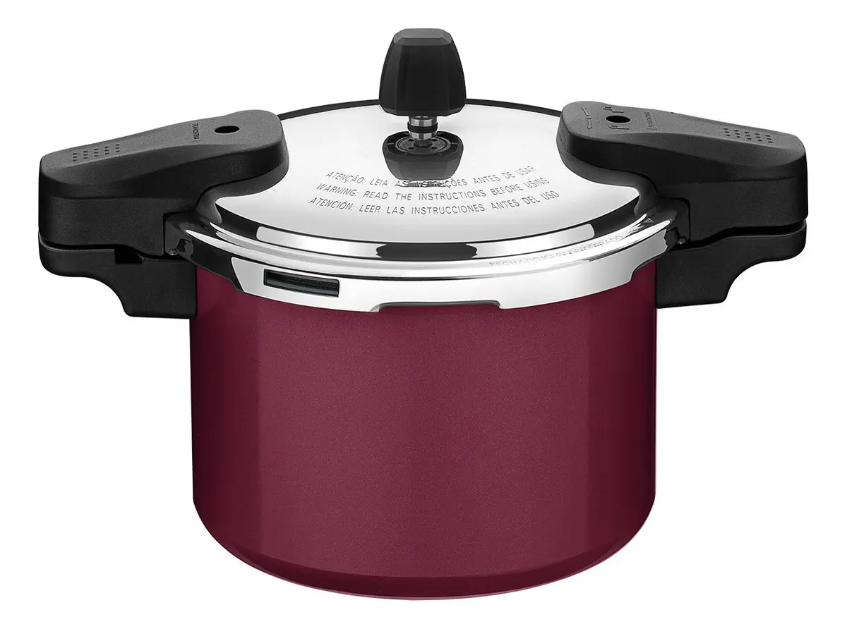 Panela de Pressão Tramontina Torino 4,5 L em Alumínio com fundo de Indução e Revestimento Antiaderente Cerâmico 20 cm - Vermelho Framboesa
