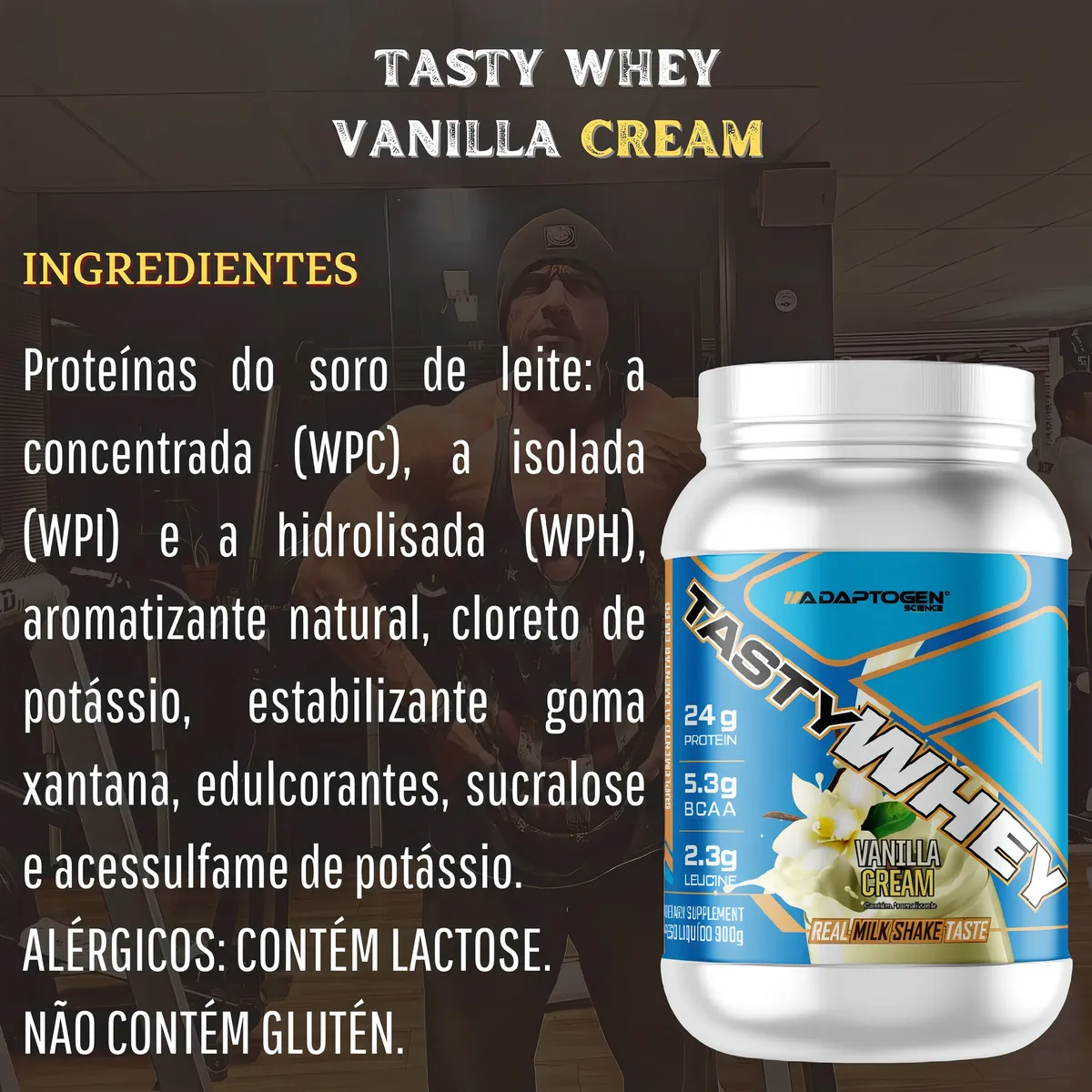 Suplemento Tasty Whey 3w Gourmet Whey Protein Adaptogen Science Pote 900g Sabor Baunilha - Imagem 2