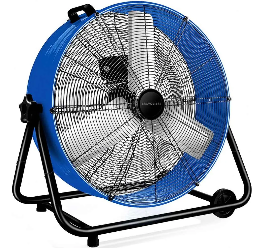 Ventilador Industrial De Piso 24 In Alta Potencia Azul Cantidad De Aspas 3 Aspas Silvery Diámetro 60.96 Cm Frecuencia 60 Hz Material De Las Aspas Metal
