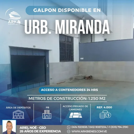 (#1031) Galpón De 1.250 M2 En La Urb. Miranda, Caracas