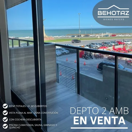 Departamento De Dos Ambientes Con Vista Al Mar. Mar Del Plata 