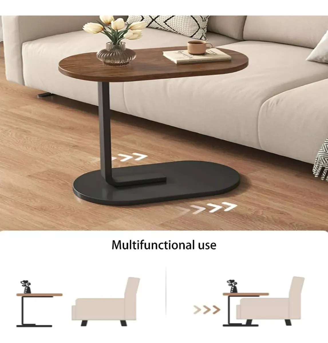 Mesa De Centro Lateral Living Vanguardia Madera Nactural