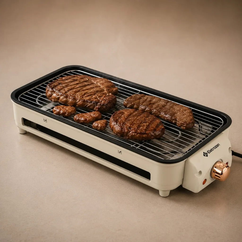 Churrasqueira Eletrica Para Bancada Com Pe Grill Sem Fumaça