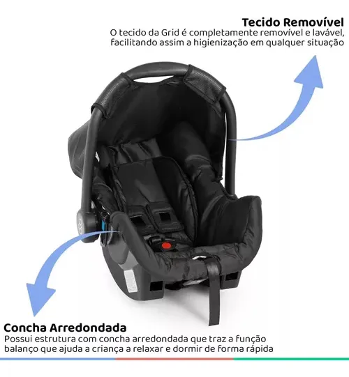 Bebê conforto grid 0 a 13kg Galzerano cor preto - Imagem 2