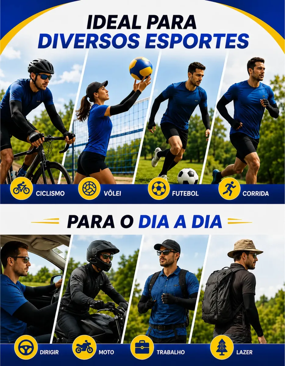 Kit 2 Pares Manguito Uv50+ Proteção Solar Compressão Para Ciclismo Corrida Bike Moto Academia Treino Esportivo Manga Respirável Secagem Rápida Confortável Unissex Alta Performance - Norvix — foto 12