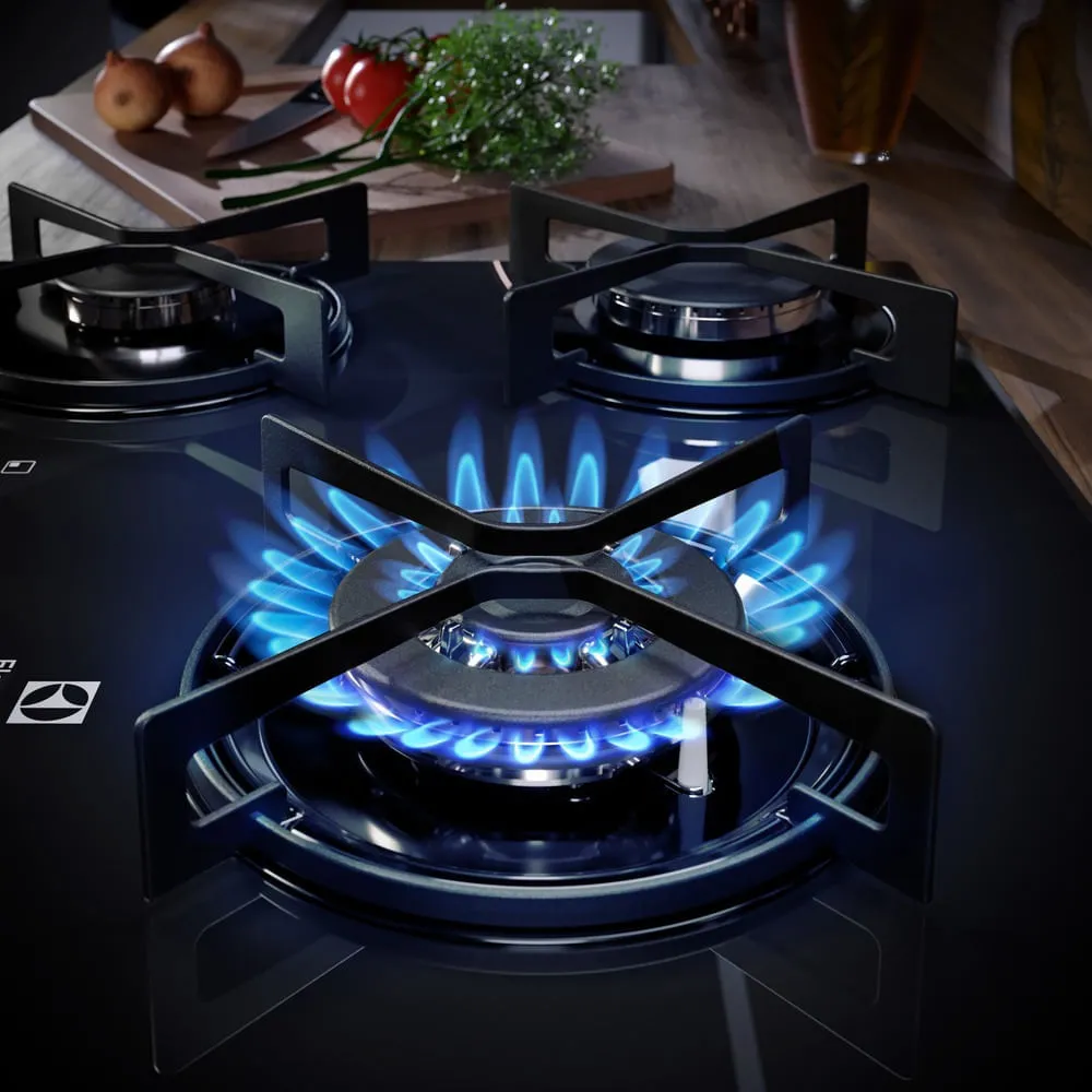Cooktop 5 Bocas Gás Electrolux Mesa de Vidro Efficient Tripla Chama e Grade Aço Fosco (KE5GT) Bivolt - Imagem 2