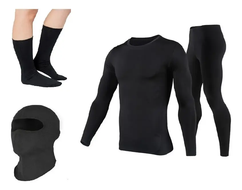 Camiseta Segunda Pele Térmica Inverno Calça Touca Ninja Meia
