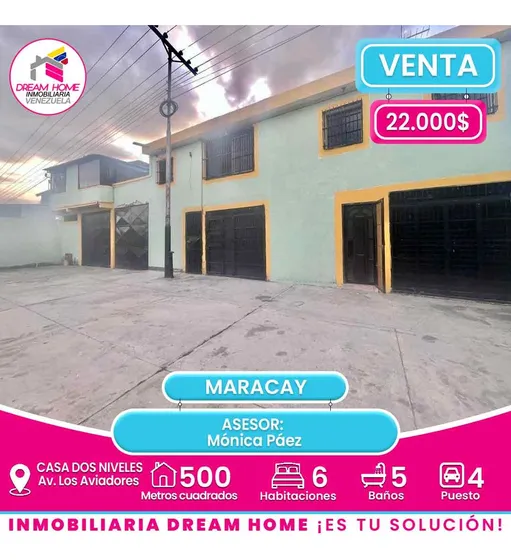 Casa Dos Niveles En Venta  Av. Los Aviadores  Maracay 