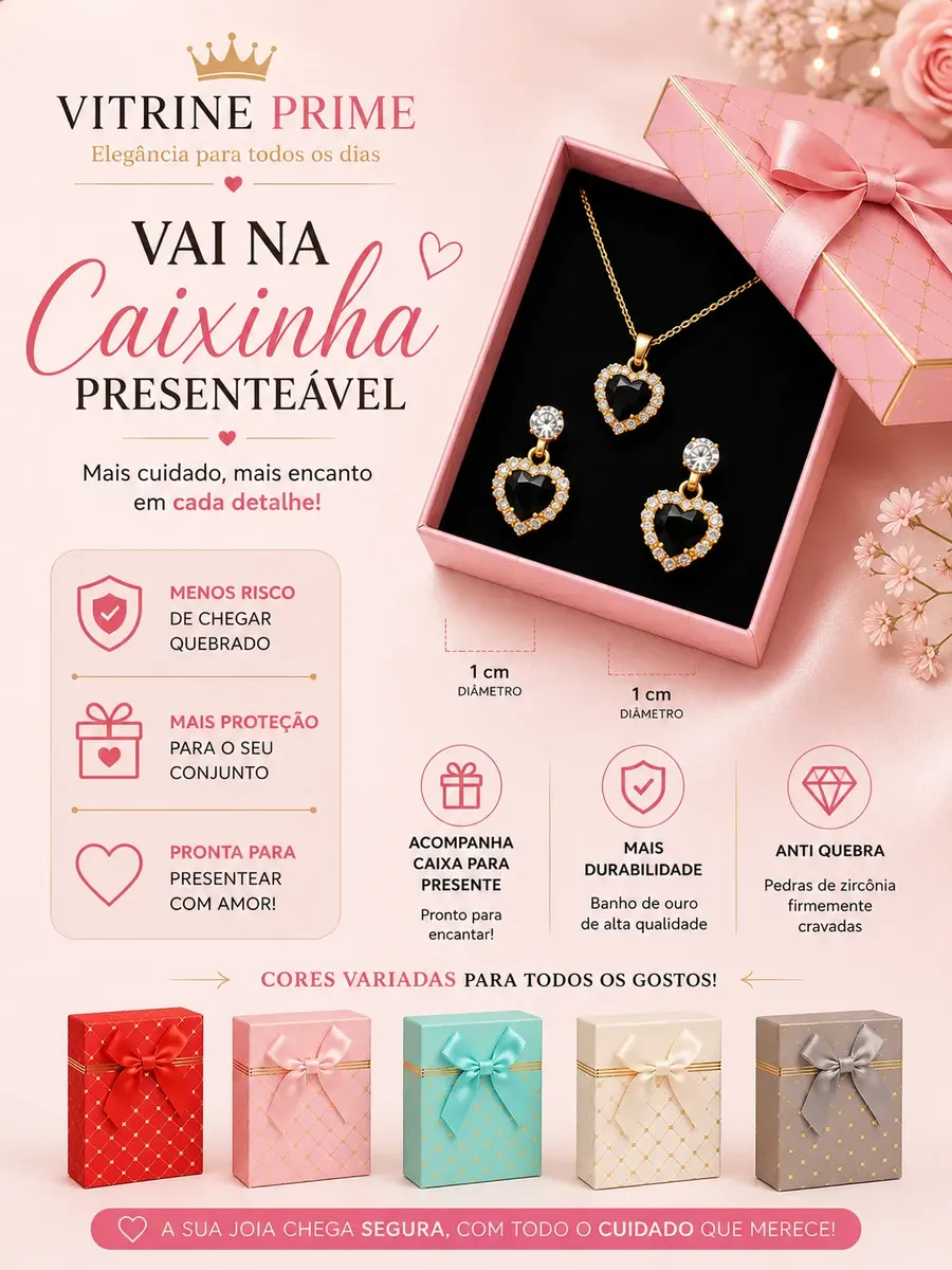 Conjunto Colar Brinco Zirconia Folheado A Ouro 18 K Presente — foto 8