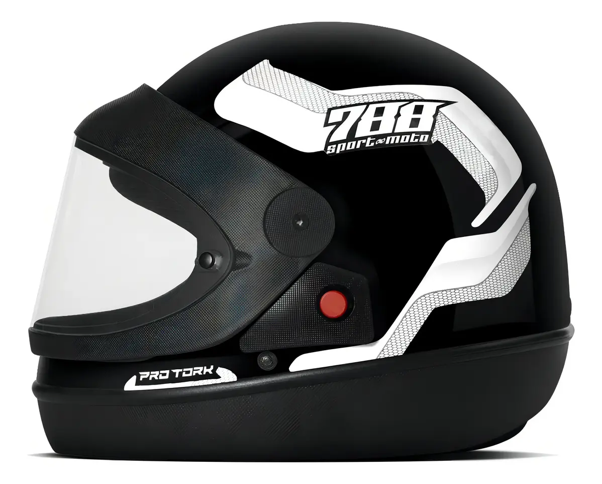 Capacete Para Moto Pro Tork Sport Moto 788 Branco Tamanho Capacete Moto Pro Tork Sport 788 Tamanho 58 Com Viseira Cristal Certificado INMETRO Confortável Resistente Ideal Para U — foto 3