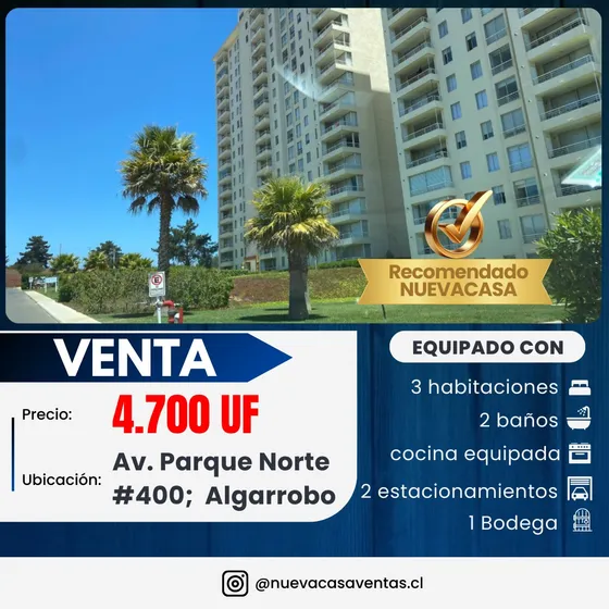 Depto En Av. Parque Norte #400, Algarrobo  Piso 5 