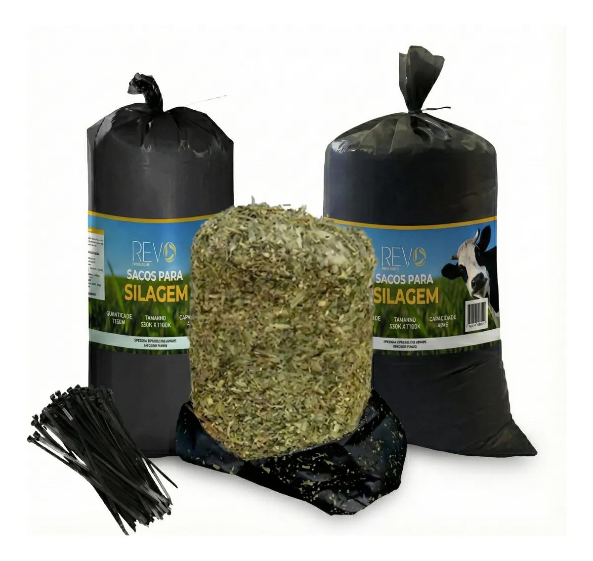 100 Sacos Silagem 51x110x180 Micras - C/100 Abraçadeiras - Imagem 2