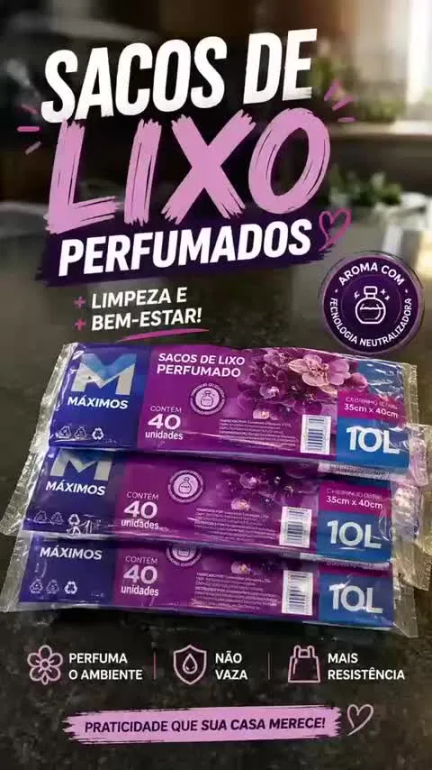 Kit 6 Saco De Lixo Perfumado Lavanda 240 Un Banheiro E Pia — imagem 2