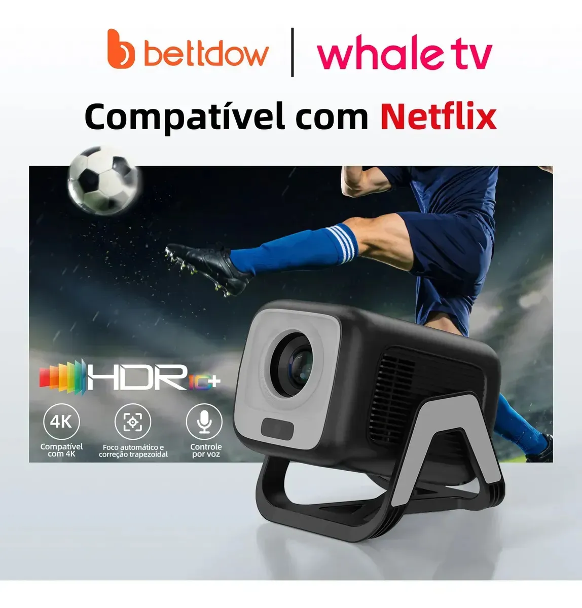 Mini Projetor Bettdow AC1066 Full HD 1080P 120'' Android 13 Wi-Fi Bluetooth