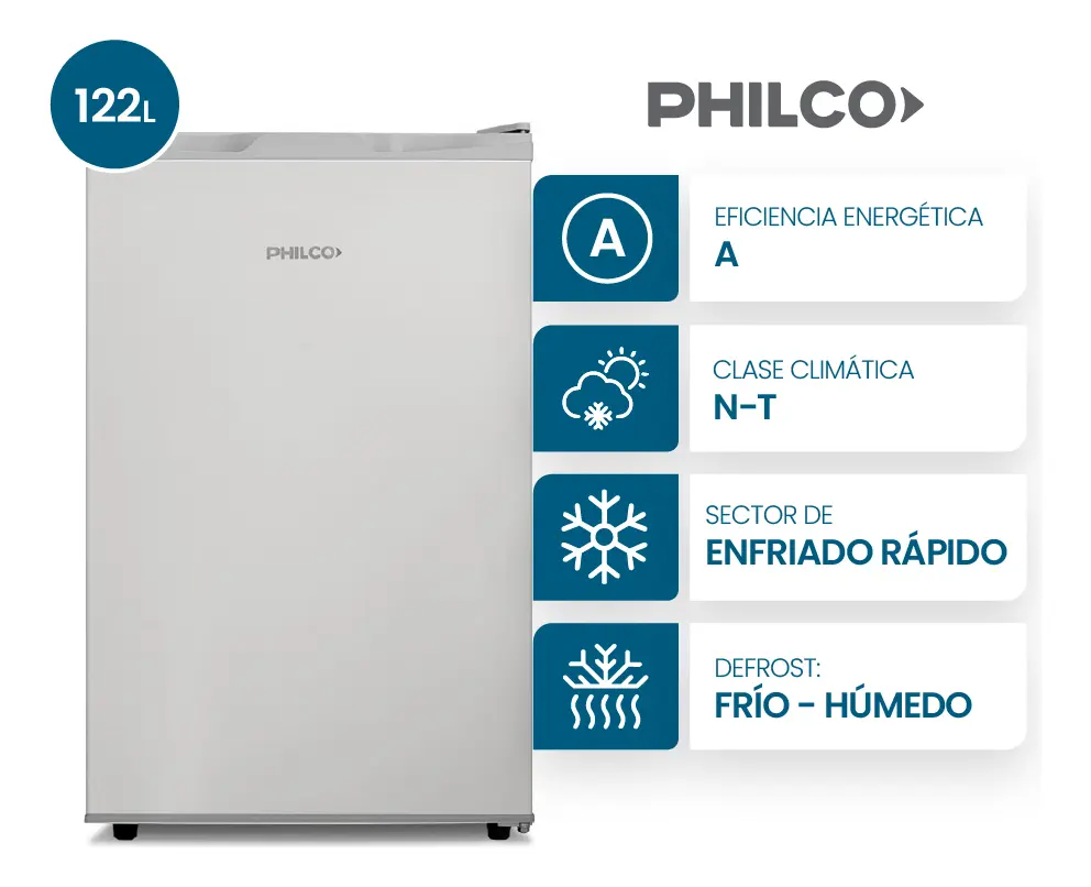 Heladera Philco Bajo Mesada 122L Plata - PHBM0132P2