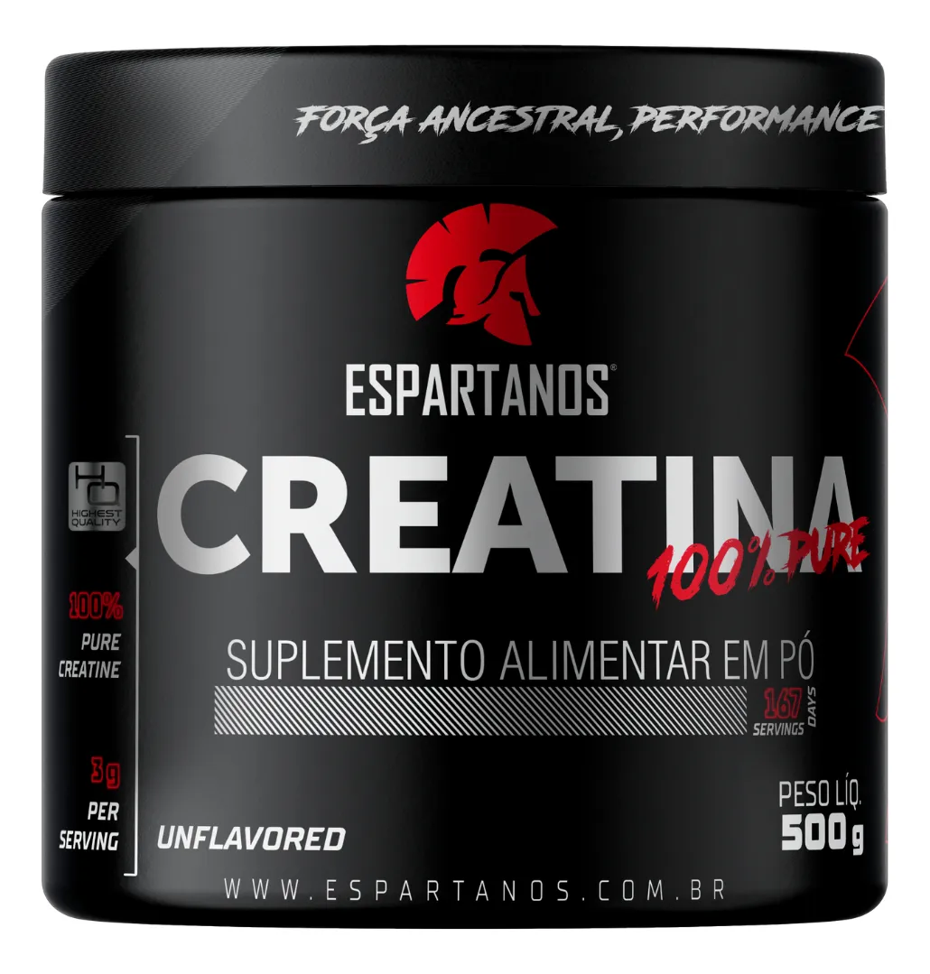 Creatina Monohidratada 500g Suplemento em pó 100% Pura Espartanos Sem sabor