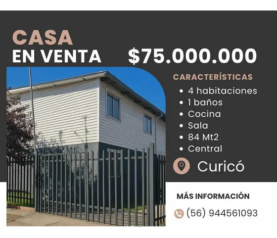 Casa 4 Dormitorio 1 Baño Curico
