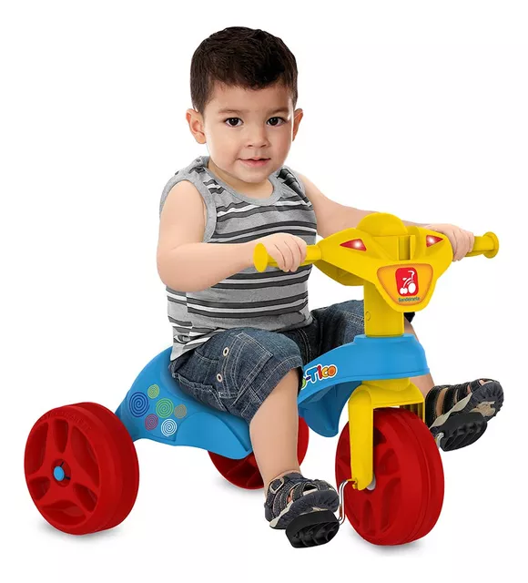 Tico Tico Menino Triciclo Infantil Motoca Bebe Velotrol Com Haste Para  Empurrar Proteçao Lateral e Para os Pes