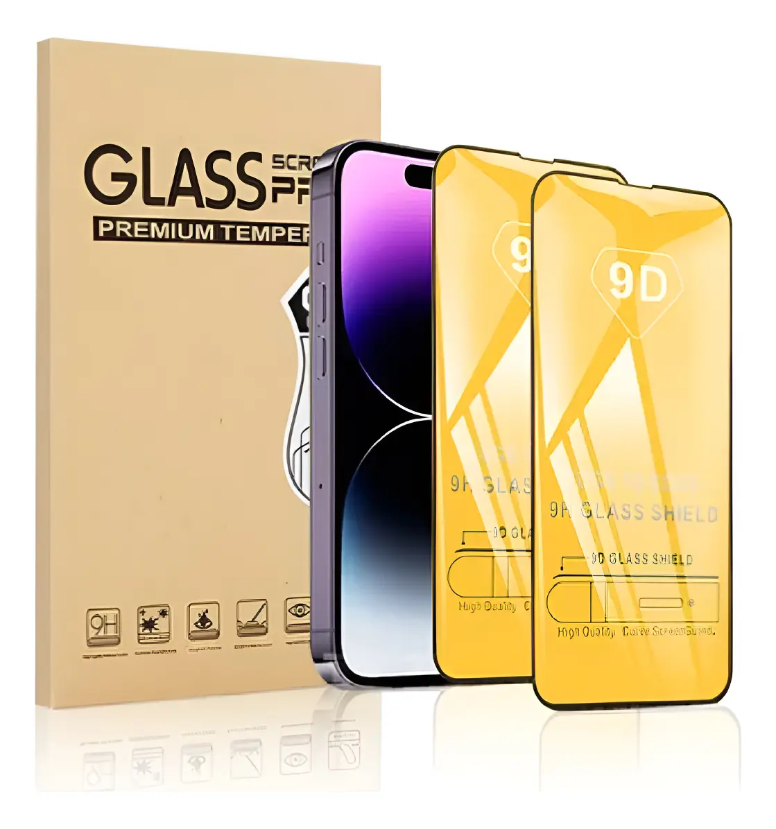 2 Piezas Mica Cristal Templado 9d Para iPhone Marcas