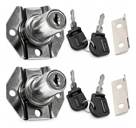 Kit 2 Fechaduras Gaveta Compra Segura Ekom 17x32mm Chave Dobrável