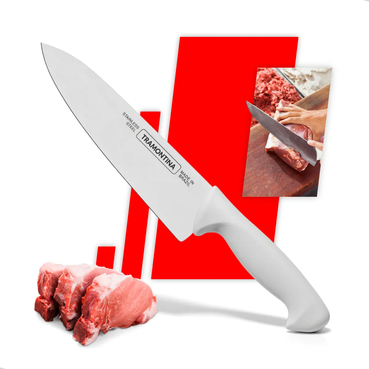 Faca de carne branca com cabo ergonômico