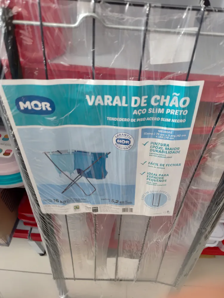 Varal De Chão Dobrável Roupas Mor De Até 10kg De Aço 79 Cm - Imagem 2