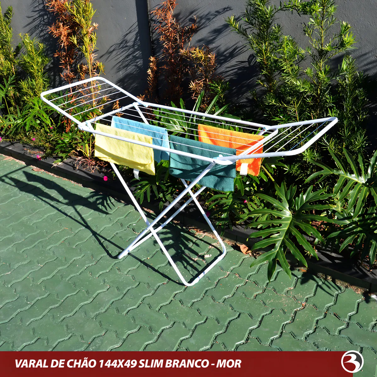 Varal De Chão Abas Slim Dobrável Retrátil Aço Reforçado Mor - Imagem 2
