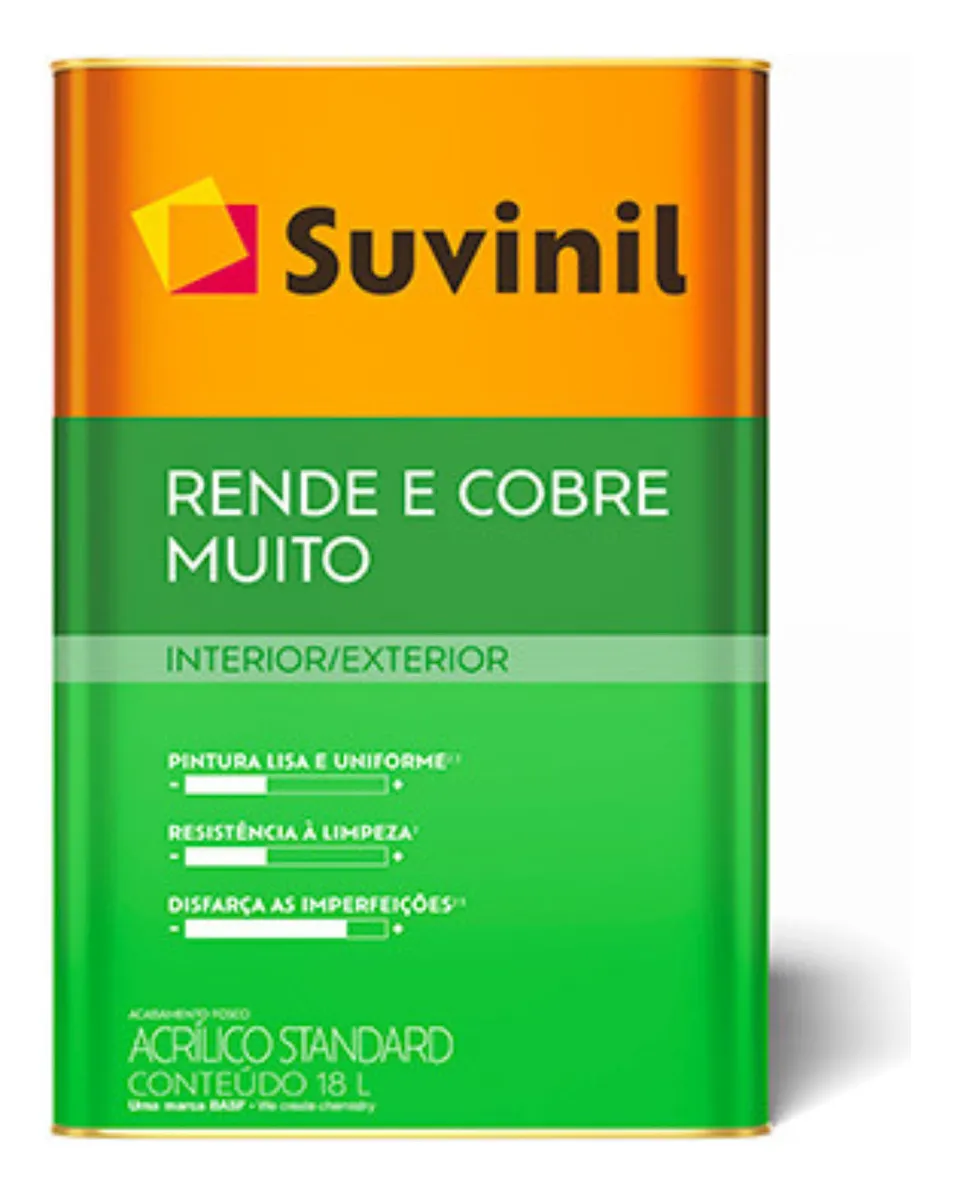 Tinta de acrílico Suvinil Standard Rende & Cobre Muito com acabamento fosco de 18L - gelo