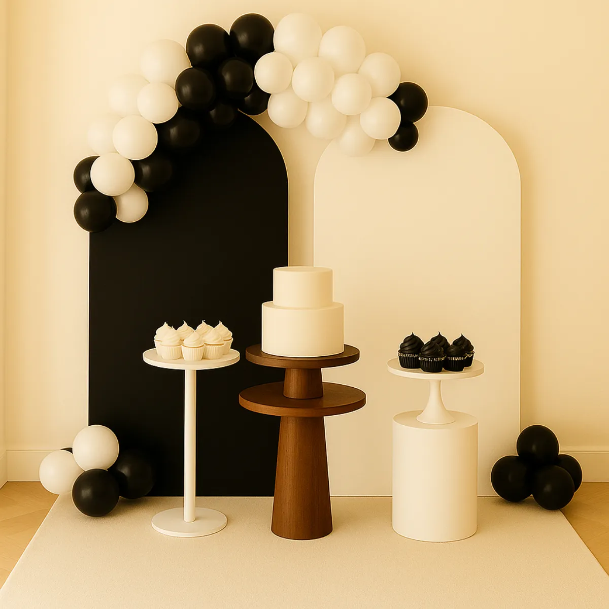 Painel Romanos Decoração De Festa Simples E Barato 2m X 1m - Branco/preto