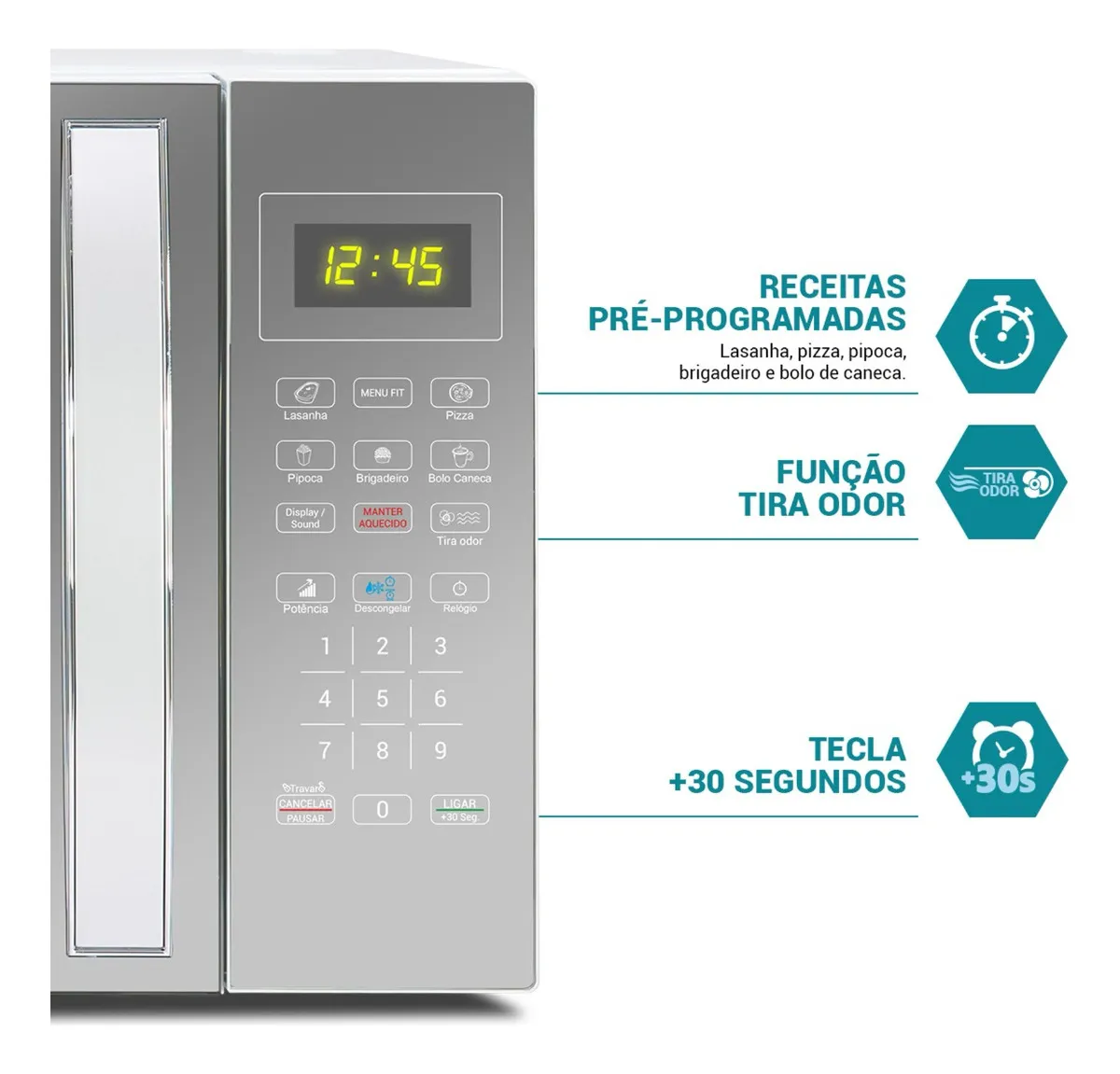 Micro-ondas 33L Philco Espelhado/Branco 1400W 127V PMO38E - Imagem 2