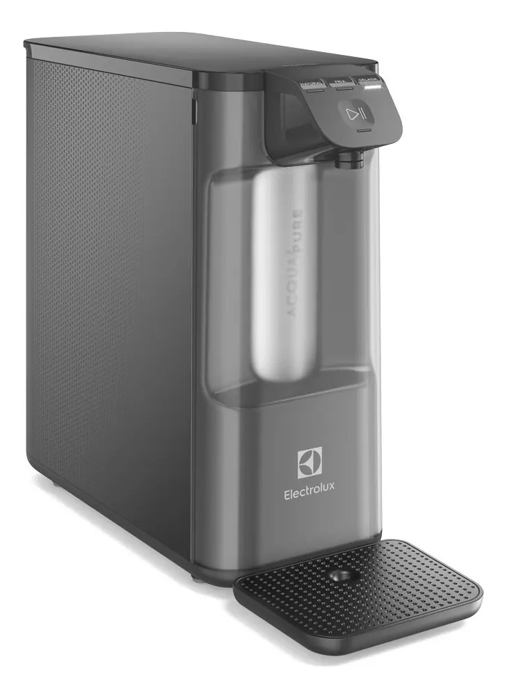 Purificador De Água Gelada Fria E Natural Elétrico Compacto Eletrônico Placa Filtro Refil 6 Meses Ou 3000l Painel Touch Bivolt Cinza Pe12g Electrolux 127/220v